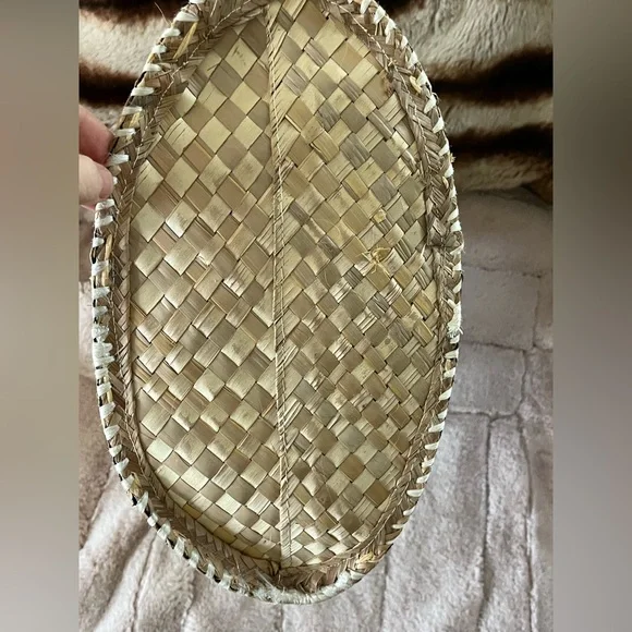 Vintage MCM Bahamian Straw Raffia Lined Tote Bag With Flowers - Picture 8 of 9